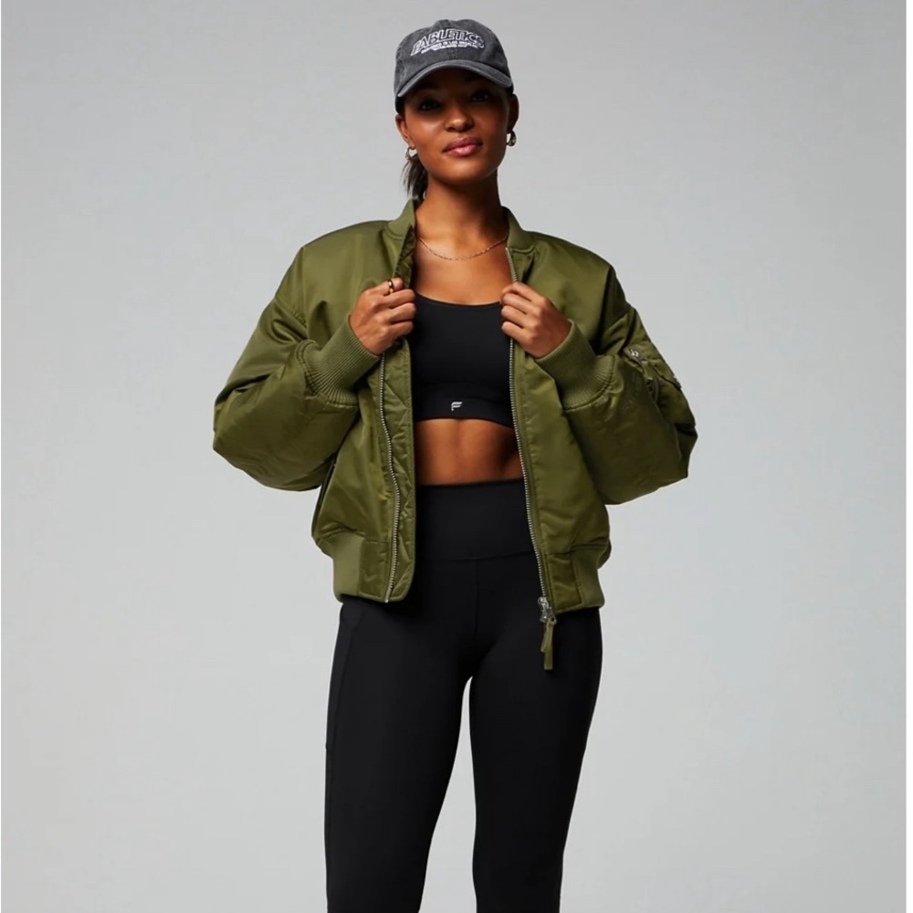 Iconic Oversized Bomber Jacket in Dark Moss